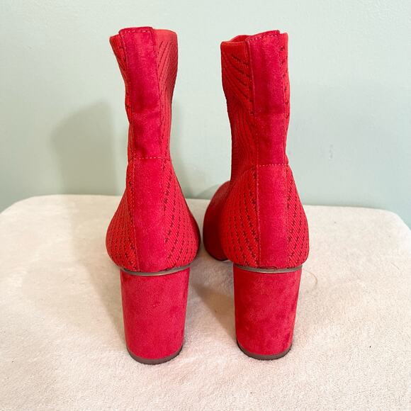 Chase And Chloe Randy Women's Red Fabric Stretch Pointed Ankle Boots Size 8 NWOT - Picture 6 of 10